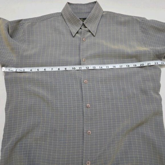 Bugatchi Uomo Shirt Mens Small Check Gray Button Up Long Sleeve Pocket - Picture 5 of 6
